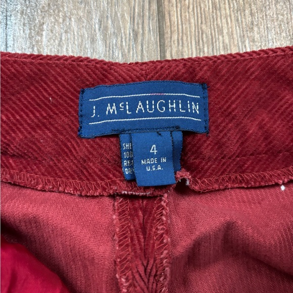 J. McLaughlin Red Maroon Corduroy Pants Star Embroidery Straight Leg Size 4 Boho - Picture 5 of 13